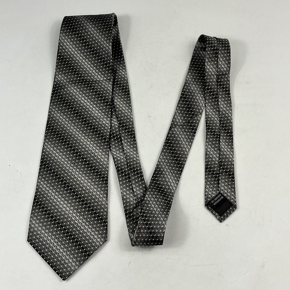 Perry Ellis Portfolio Mens Ties x2 100% Silk Repp Geometric Striped Multicolor - Picture 3 of 14